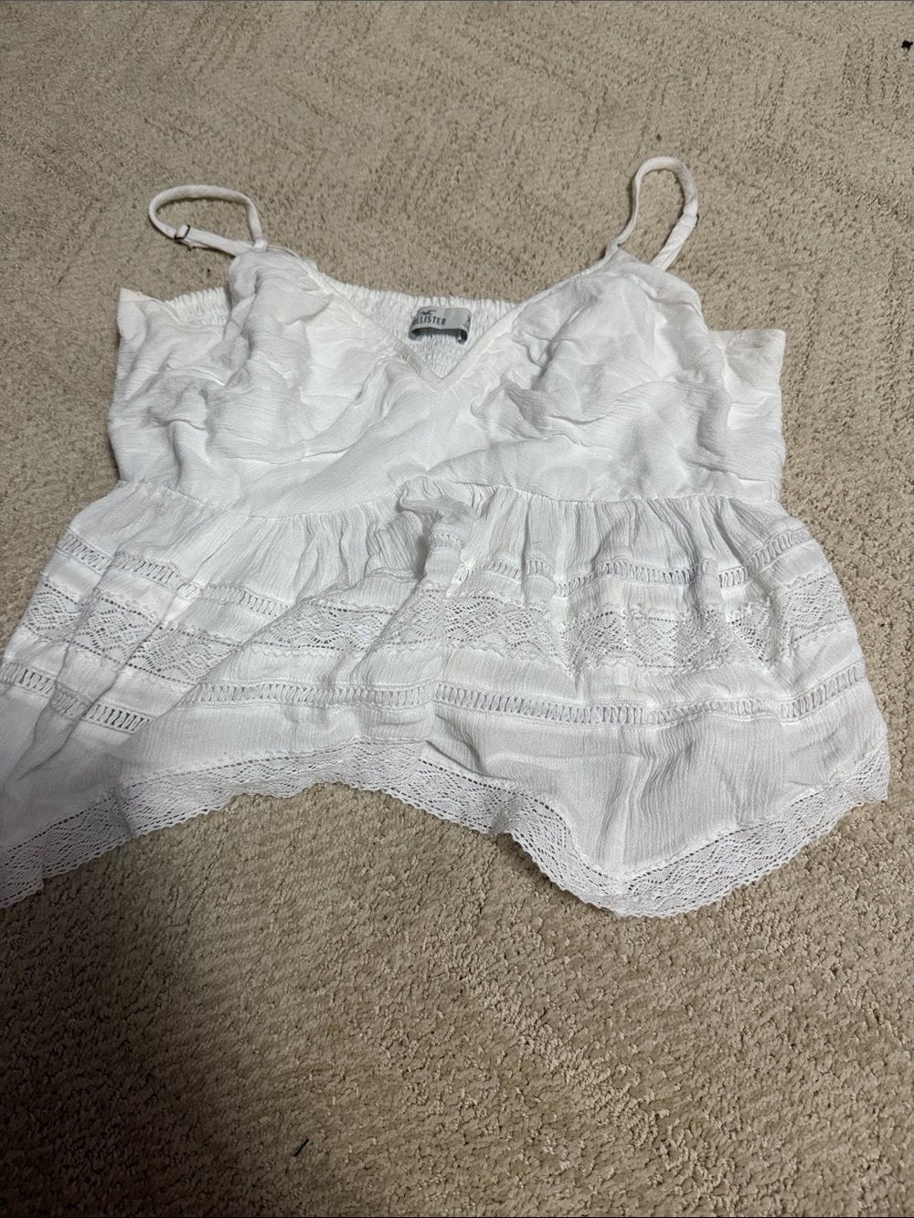 Junior’s Hollister White Lace Trim Spaghetti Strap Tank Top